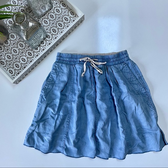 Aritzia Wilfred Chambray Blue Drawstring Skirt - Picture 1 of 6